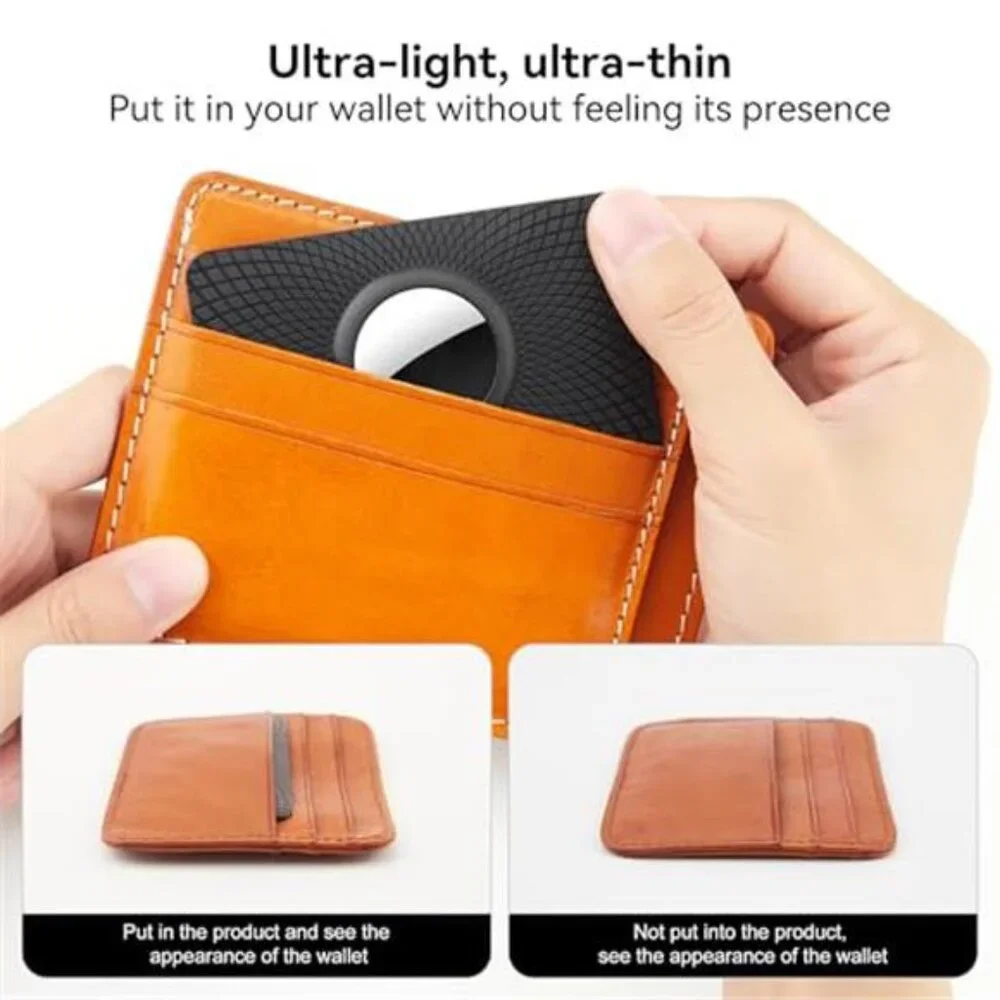 Ultra Thin AirTag Card Holder ABS PC Slim Wallet Insert Tracker Case 2 Pack